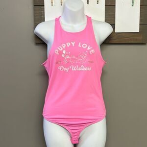 Disney Mickey Y Amigos Bubble Gum Pink “Puppy Love”  Bodysuit- Small